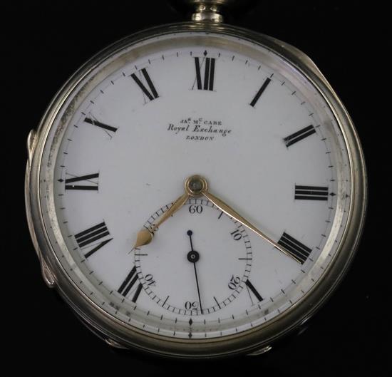 A late Victorian silver keywind duplex pocket watch, by James McCabe, Royal Exchange, London
